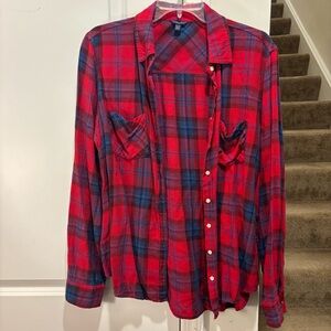 Aeropostale Red and Blue Plaid Women's Blouse